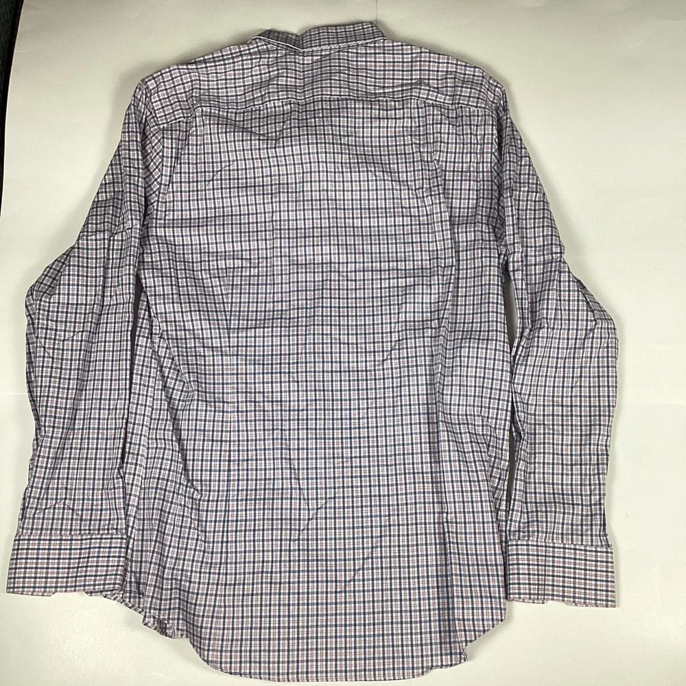 Banana Republic Mens Shirt Large Slim Fit Stretch No Iron Plaid Comfort Casual
